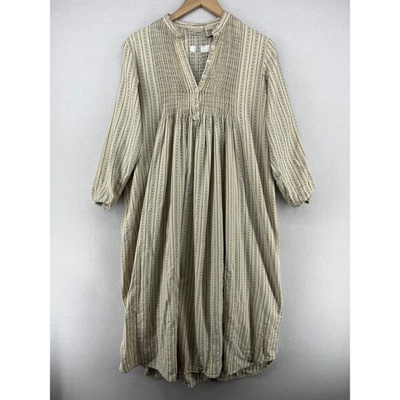 L.L. Bean Other - LL BEAN Nightgown S Pintuck Dobby Flannel Popover Cotton Off White VTG